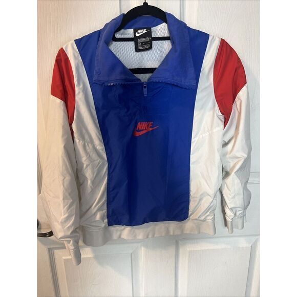 Nike Boys' Amplify 1/2 Zip Woven Poplin Jacket Top Size Lg Sportswear Retro Look - Picture 1 of 9